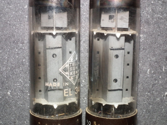 EL34 Telefunken OO Getter Brown Base Matched Pair Ulm West Germany