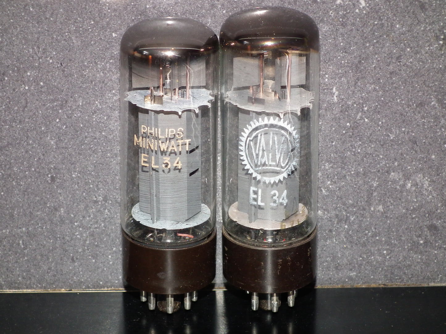 EL34 6CA7 Mullard Xf2 OO  Getter Welded Anodes Platinum Matched Pair 85/95%
