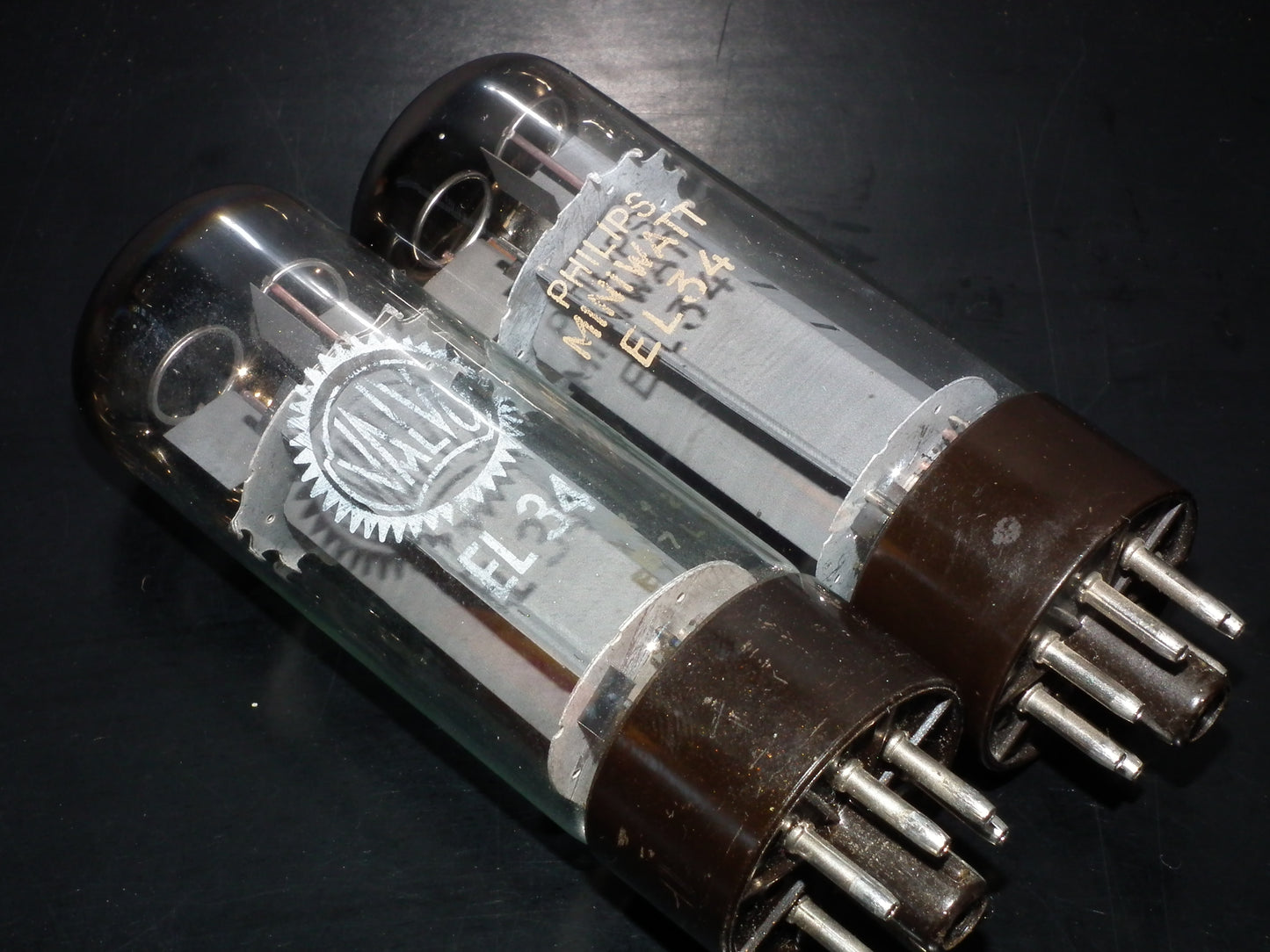 EL34 6CA7 Mullard Xf2 OO  Getter Welded Anodes Platinum Matched Pair 85/95%
