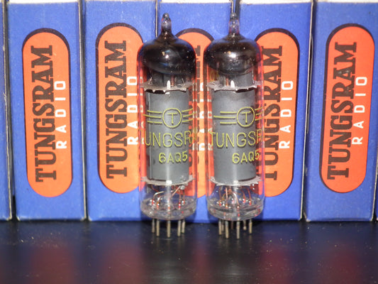 Platinum Matched Pair 6AQ5 Tungsram EL90 NOS NIB RARE Thick Ring Getter