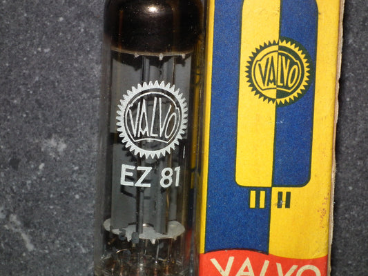 EZ81 Mullard 6CA4 NOS NIB Blackburn Square Getter VALVO Old Box