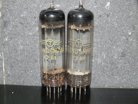 One (1 pcs) Tungsram EZ81 6CA4 RARE Foil Getter Tested Great Sound