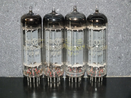 One (1 pcs) Tungsram EZ81 6CA4 RARE Foil Getter NOS Great Sound