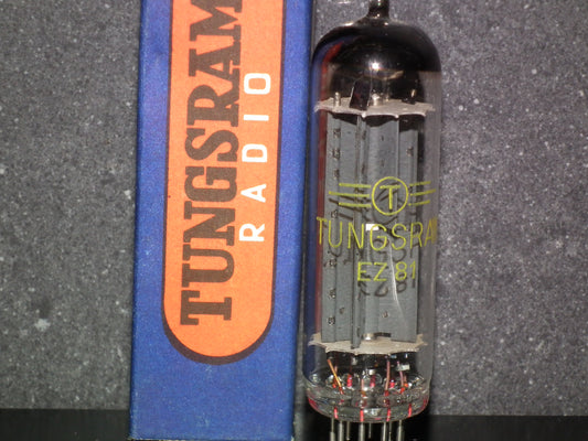 One (1 pcs) Tungsram EZ81 6CA4 RARE Foil Getter NOS NIB Great Sound