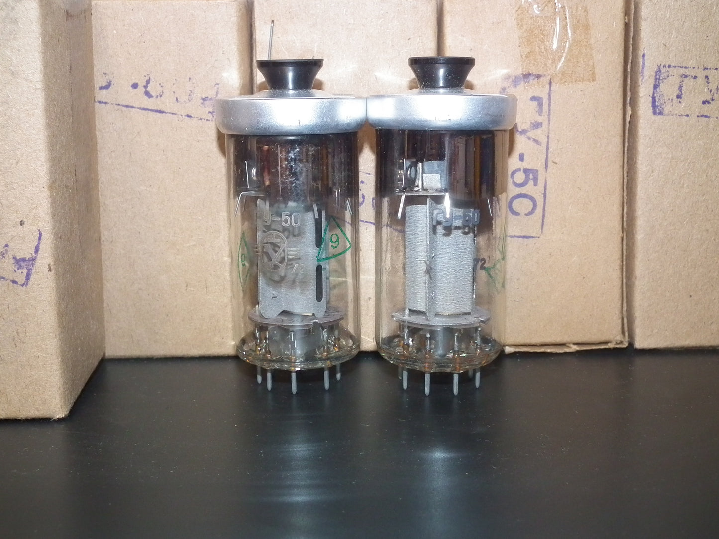 Platinum matched pair (2 tubes) GU50 ( FU50 ) NOS NIB Unopened Soviet Army boxes