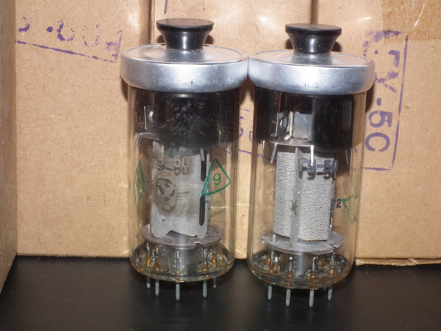 Platinum matched pair (2 tubes) GU50 ( FU50 ) NOS NIB Unopened Soviet Army boxes