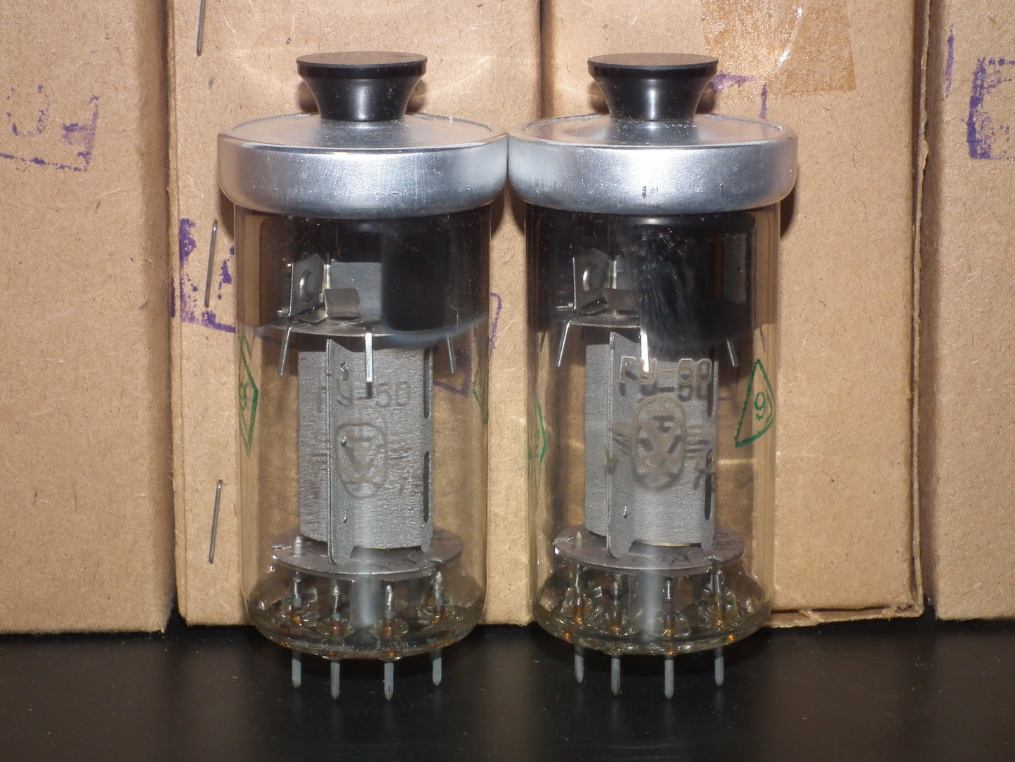 Platinum matched pair (2 tubes) GU50 ( FU50 ) NOS NIB Unopened Soviet Army boxes