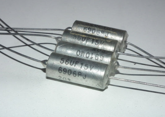 Four vintage silver tantalum KEMET capacitors 56uF/15V  (4 pcs)