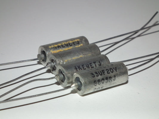 Four vintage silver tantalum KEMET capacitors 33uF/20V NOS (4 pcs) 33mfd