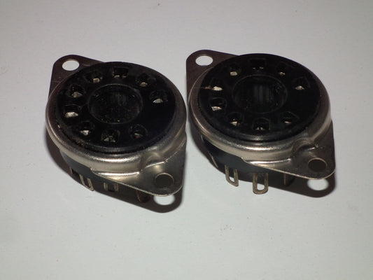 TWO VINTAGE NOS MAGNOVAL Black BAKELITE Sockets Valve Base PL519 40KG6 EL519