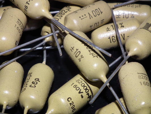 Vintage Mullard Mustard Capacitors 0.082uF 160V (82nF) Marshall,Fender(2 pcs)