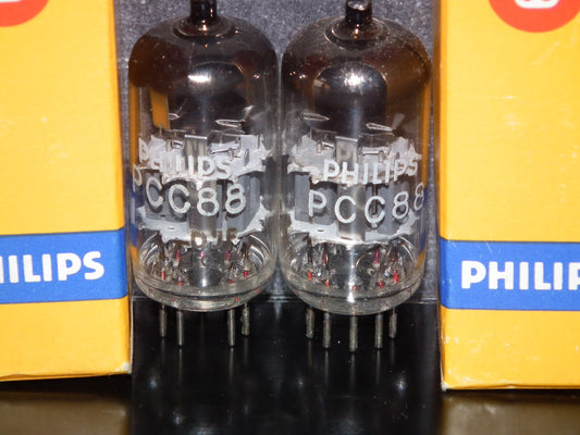 PCC88 Philips 7DJ8 Platinum Matched Pair NOS NIB RARE Made in 60s Heerlen