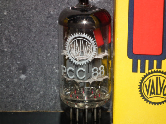 PCC88 Valvo 7DJ8 NOS NIB Green Dimpled Disc Getter