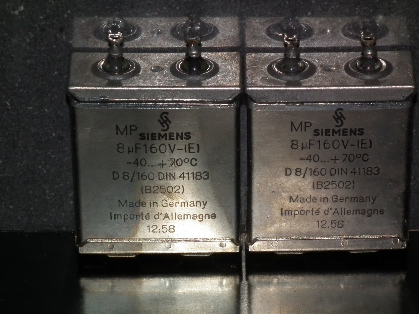 Siemens PIO capacitors 8uF 200V Klangfilm tube audio West Germany (2pcs)