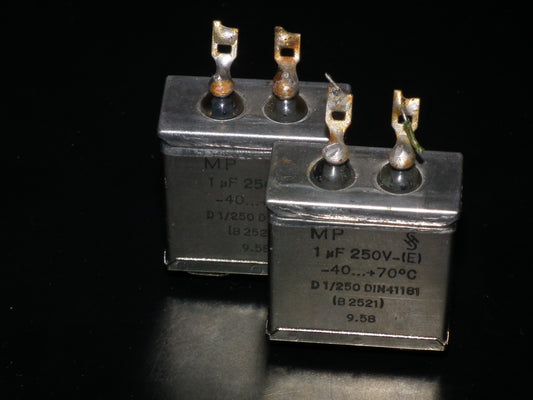 Two vintage Siemens PIO capacitors 1uF  250V Klangfilm - West Germany tube audio