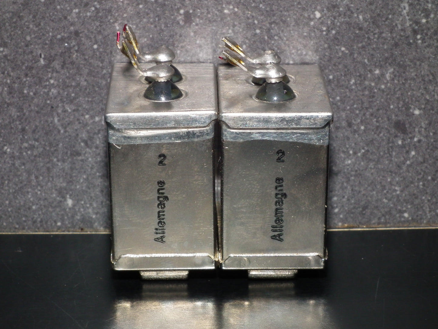Two vintage Siemens PIO capacitors 2 uF / 160V Klangfilm tube audio 2mfd