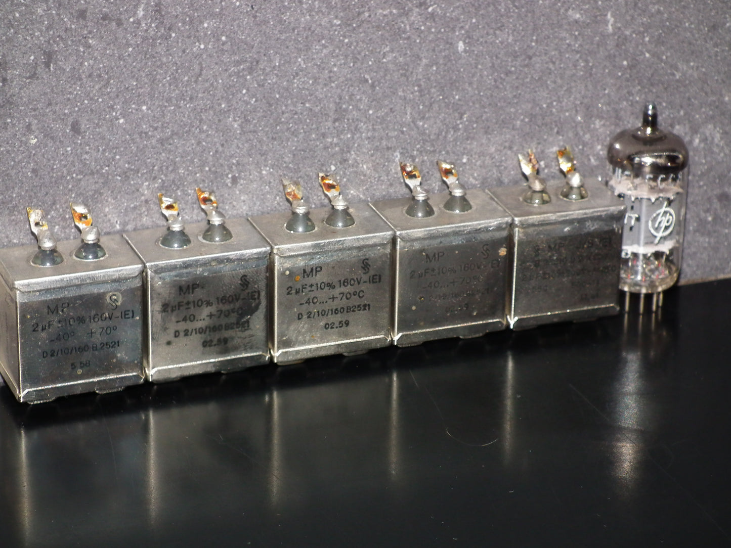 Two vintage Siemens PIO capacitors 2 uF / 160V Klangfilm tube audio 2mfd