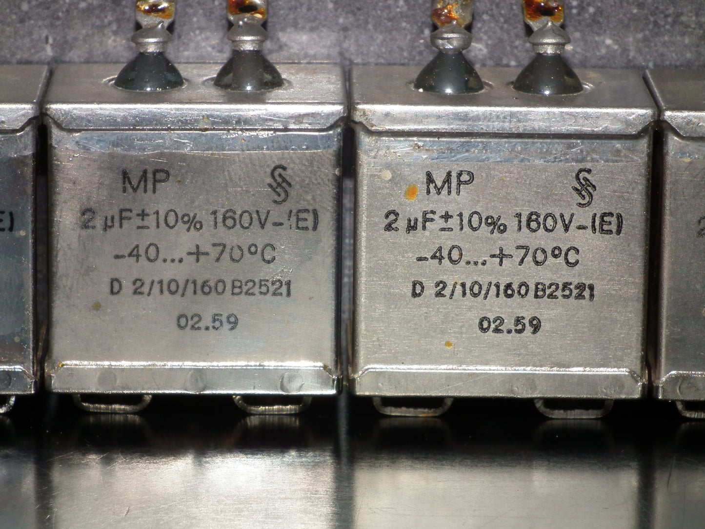 Two vintage Siemens PIO capacitors 2 uF / 160V Klangfilm tube audio 2mfd