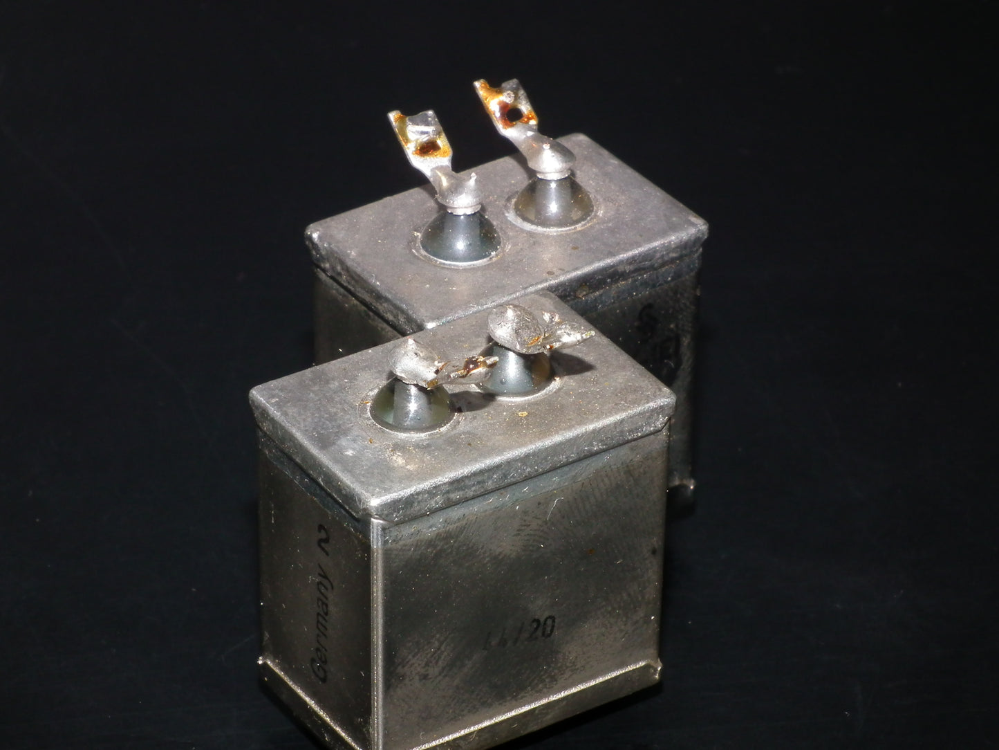Two vintage Siemens PIO capacitors 2 uF / 160V Klangfilm tube audio 2mfd