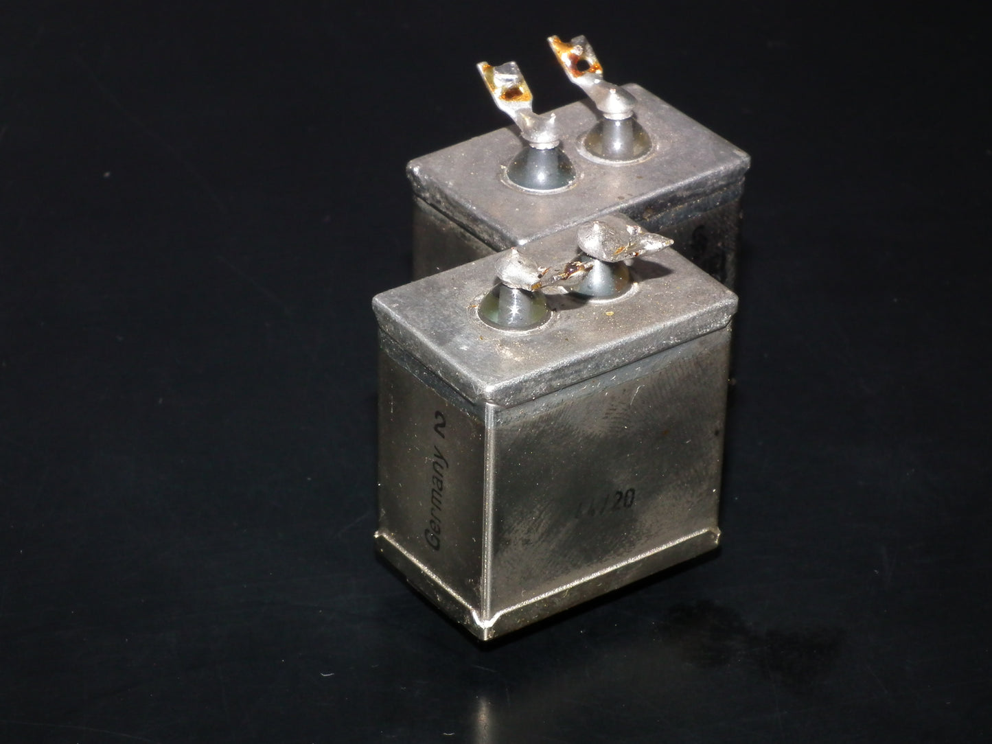 Two vintage Siemens PIO capacitors 2 uF / 160V Klangfilm tube audio 2mfd