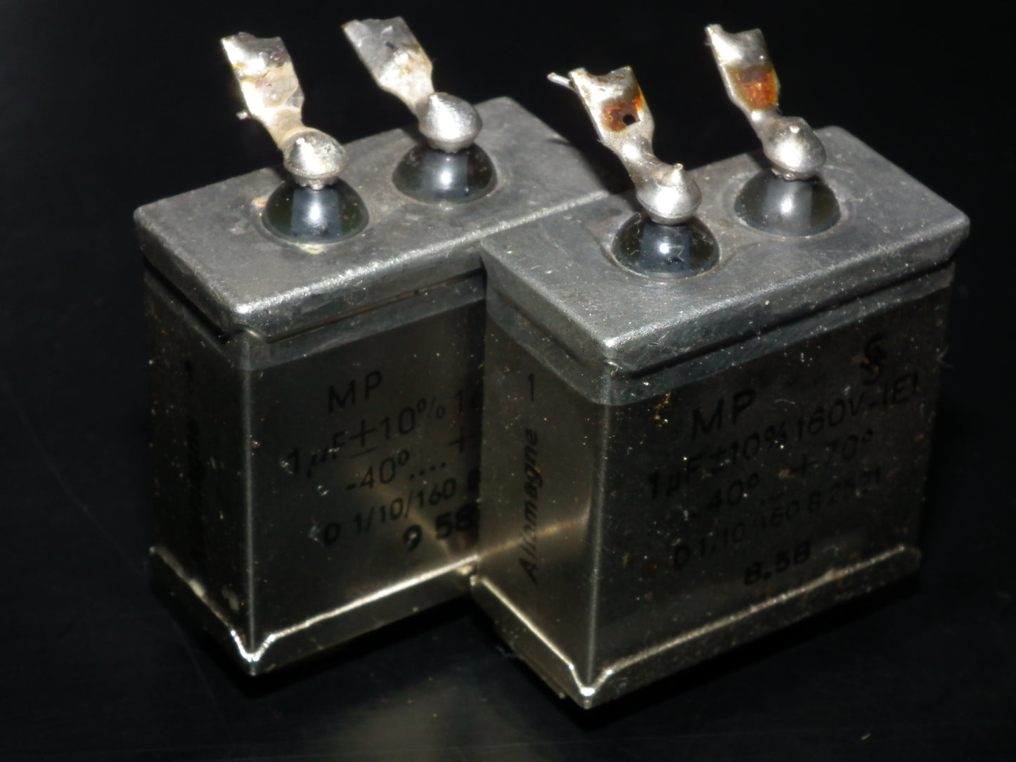Two vintage Siemens PIO capacitors 1uF 160V Klangfilm - West Germany tube audio