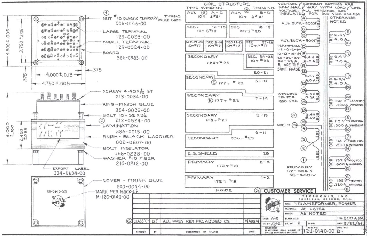 Tektronix 120-140 Power Transformer Tube Audio Amp Guitar