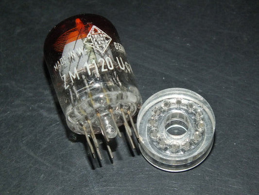 ZM1120 Telefunken Red Nixie Tube (1 PCs) + Socket (1 PCs) NOS
