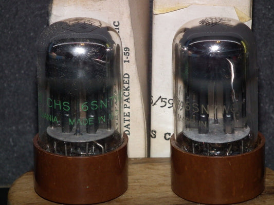 Matched Pair RARE 6SN7WGT Sylvania NOS NIB Chrome Tops RARE Brown base 1958