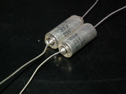 Two vintage EI Tantalum Elyt capacitors 33uF 25V NOS 1987 EI Yugoslavia