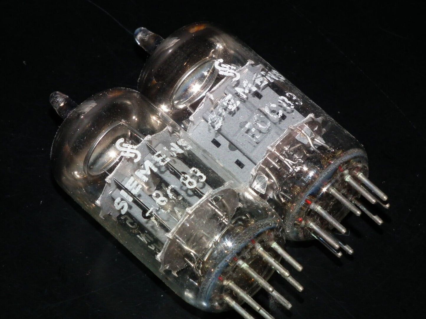 Pair ECC83 Siemens 12AX7  Used Tested 85% Double Getter Support Munich Codes