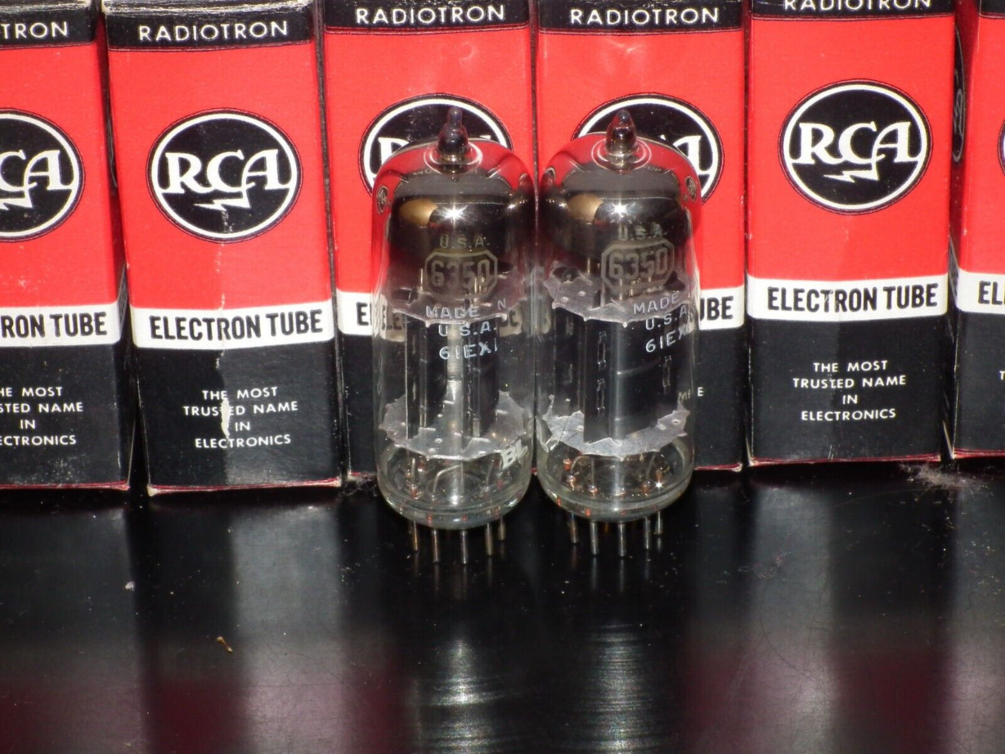 Platinum Matched pair 6350 RCA NOS NIB Rare Black Anodes Carbonized Nickel 1961