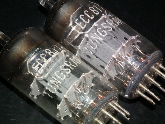 Matched Pair ECC81 12AT7 Siemens old type rebranded Tungsram, white logo (Used)