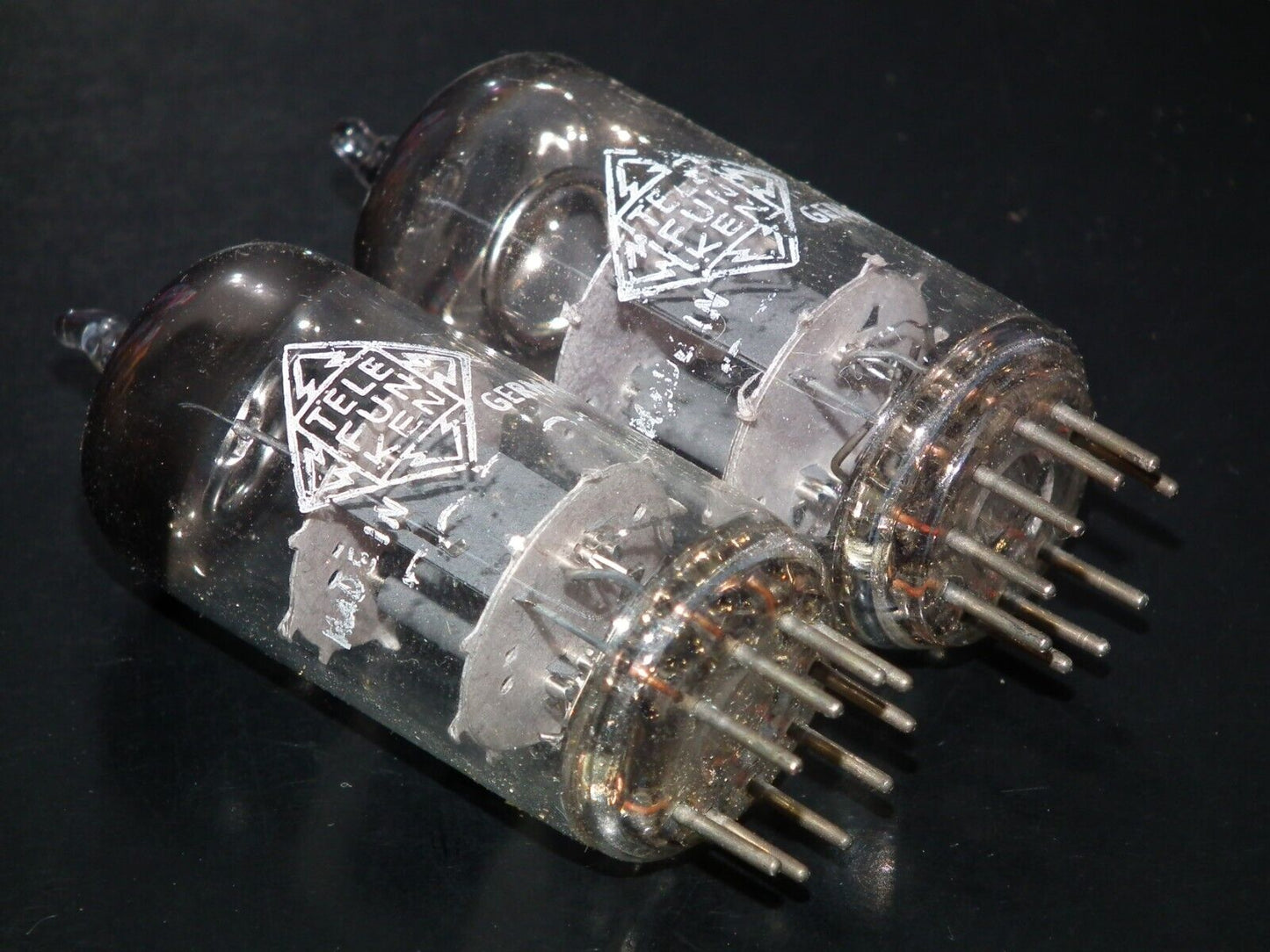 NOS Matched Pair ECC81 Telefunken 12AT7 Diamond Bottom Same Codes West Germany