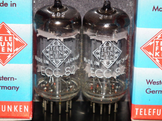 NOS Matched Pair ECC82 Telefunken 12AU7 Diamond Bottom Same Codes West Germany