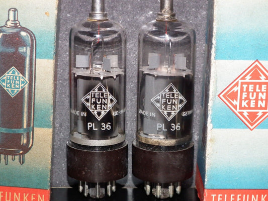 Two (2 pcs) PL36 Telefunken NOS NIB RARE Early Version Brown Base