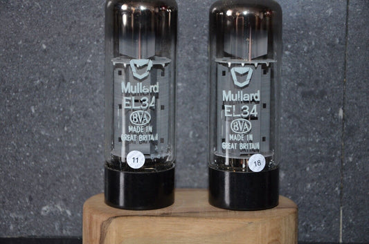 EL34 6CA7 Mullard Xf3 NOS Platinum Matched Pair, Made in Blackburn, 1974
