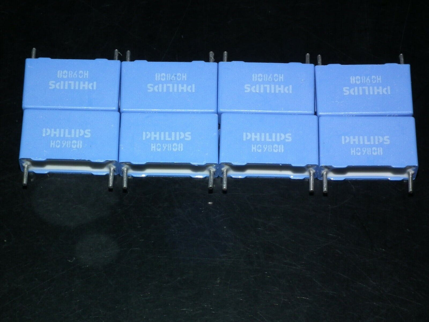 Four (4psc) vintage NOS MKP capacitors 120nF 250V Philips Polypropylene Film 379