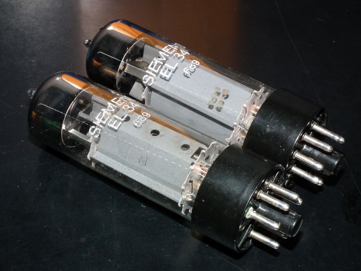 EL34 Siemens 6CA7 NOS NIB Platinum Matched pair WELDED PLATES OO getter EI Nis