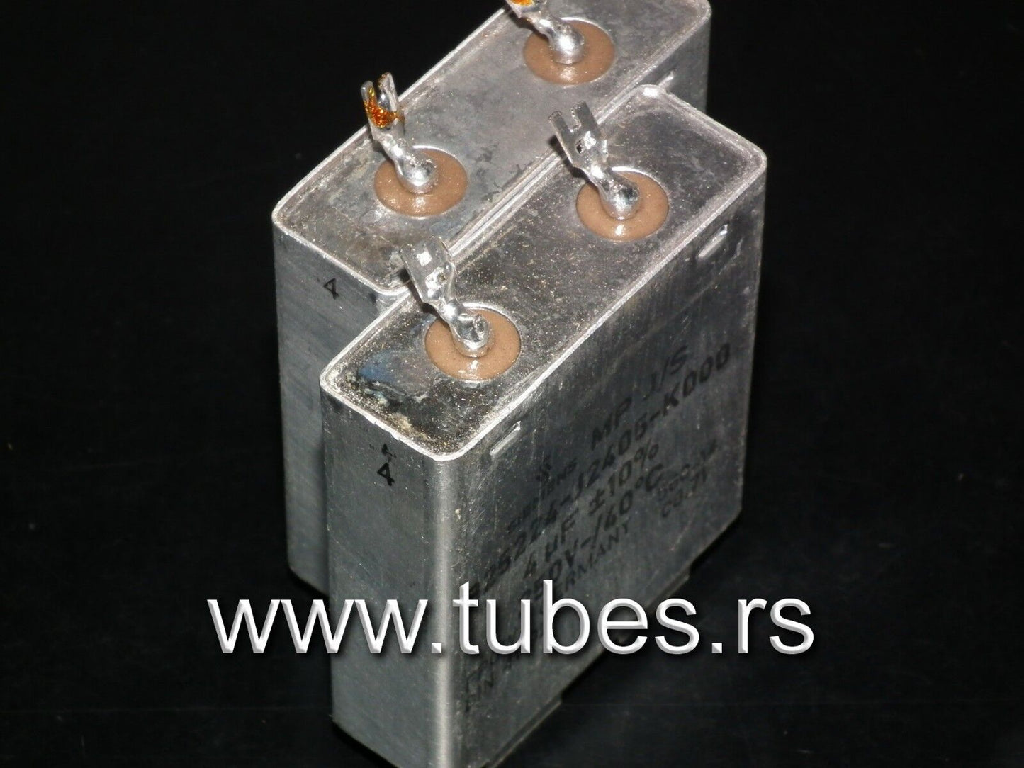 Two vintage Siemens PIO capacitors 4.0 uF / 250V Klangfilm tube audio