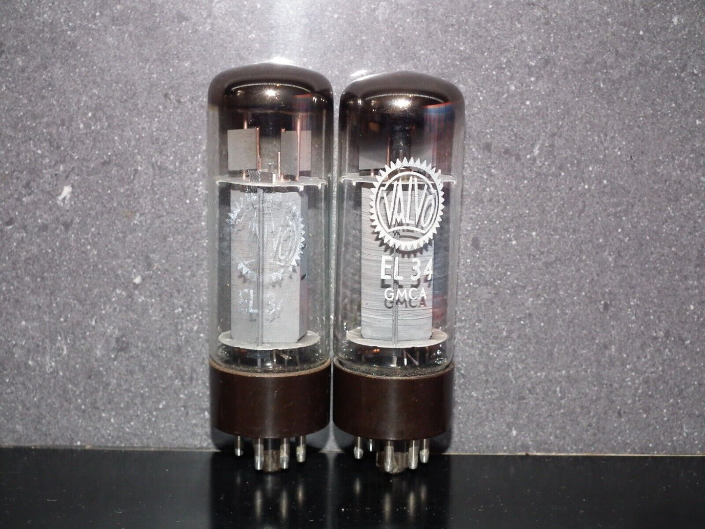 EL34 6CA7 Mullard Xf2 OO  Getter Welded Anodes Platinum Matched Pair Tested NOS