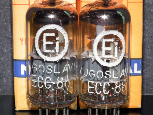 ECC88 EI Philips 6DJ8 NOS NIB Platinum Matched Pair Low Noise Dual Stage 60s