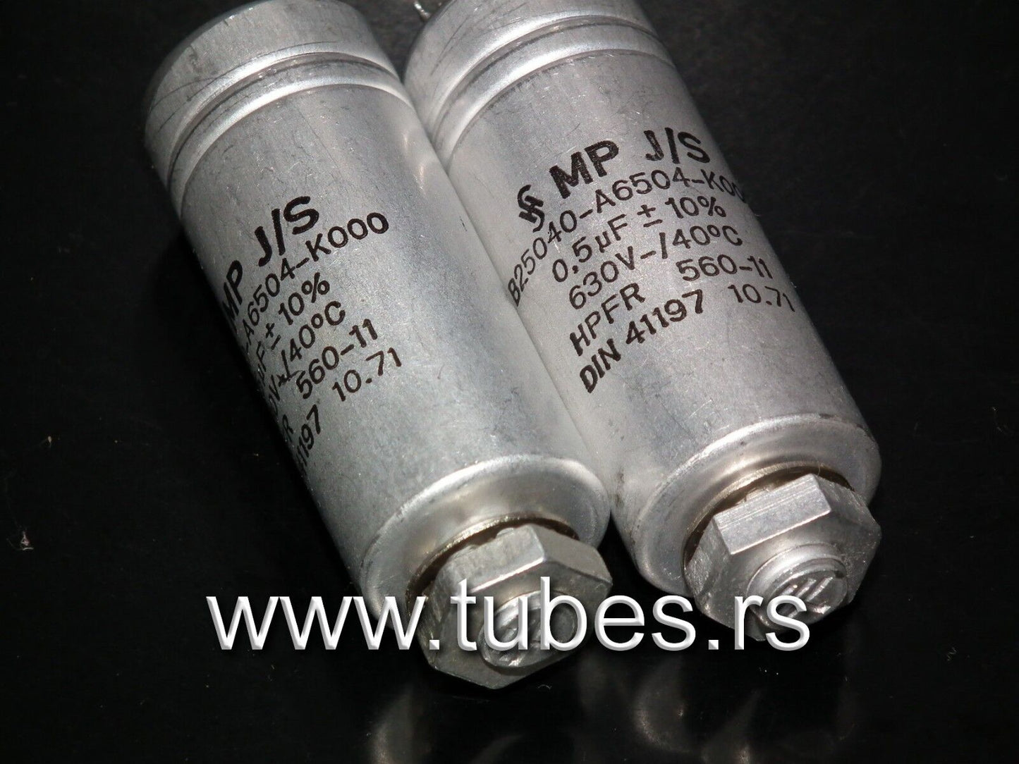 Two matched vintage Siemens PIO capacitors 0.5 uF / 630V Klangfilm tube audio