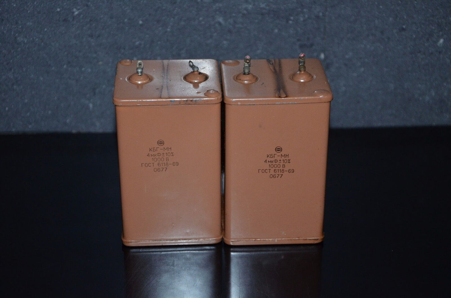 Two vintage PIO capacitors 4uF 1000V NOS 1977 KBG-MN Soviet Military OTK quality