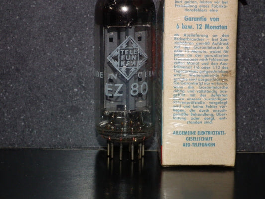 EZ80 Telefunken 6V4 NOS NIB diamond bottom Ulm plant