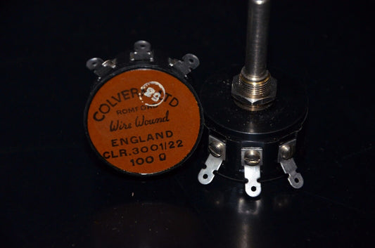 Two (2) NOS Colvern vintage wire wound potentiometers 100 Ohm 3W CLR.3001/22