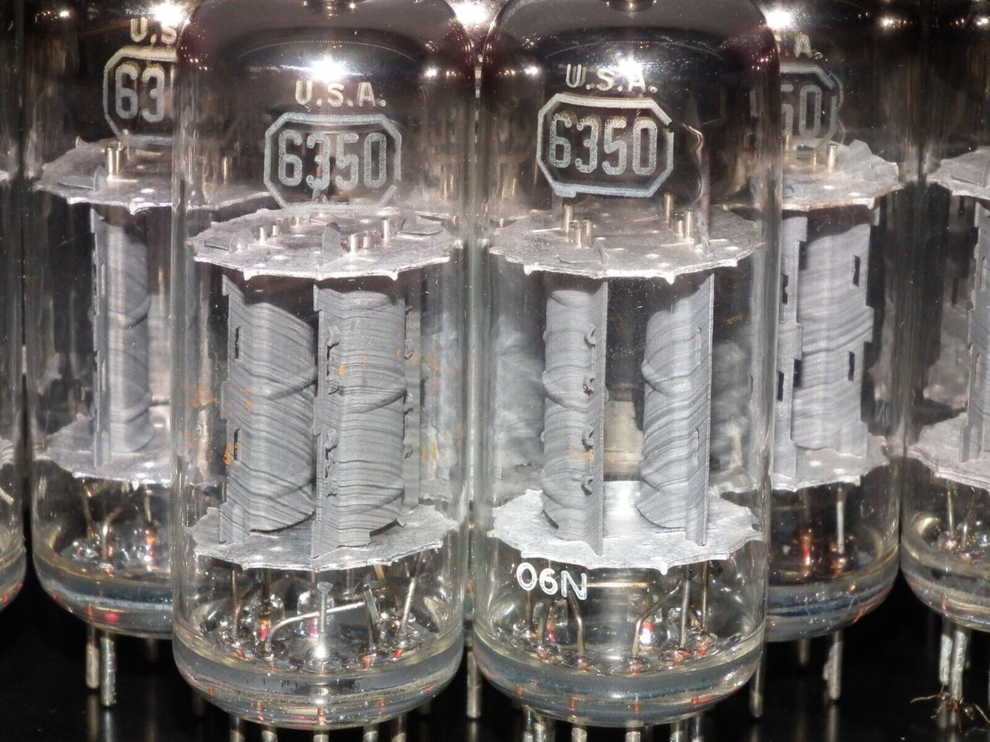 Platinum Matched pair 6350 RCA Gray Anodes O Getter Tested NOS