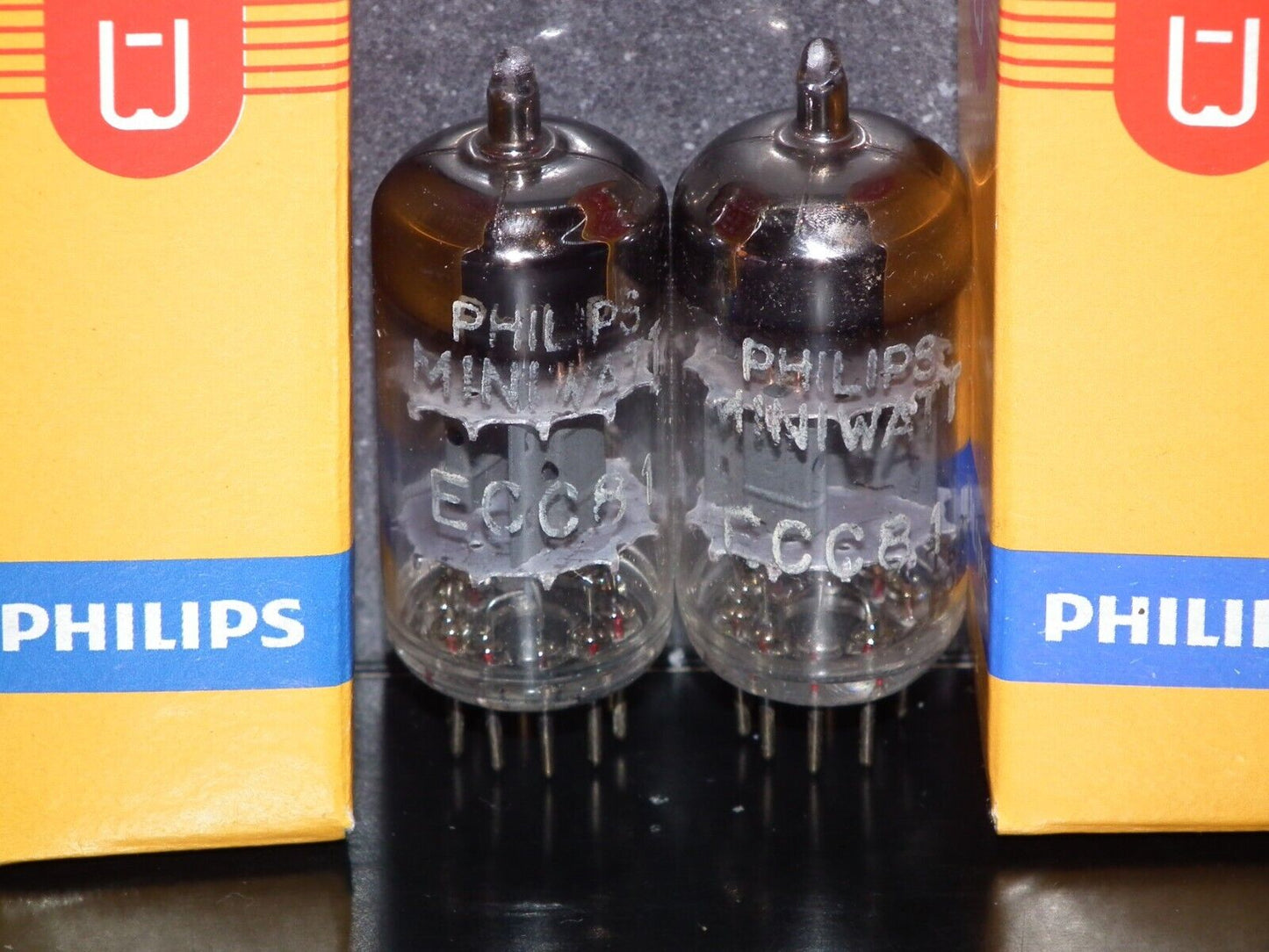 ECC81 12AT7 Philips  (Used, matched pair) Suresnes France tube plant
