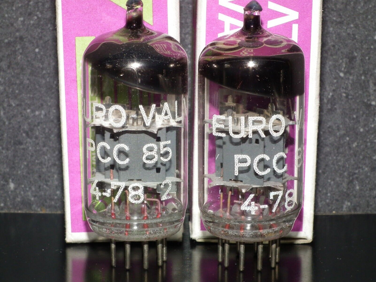 PCC85 Euro Valve Platinum Matched Pair NOS NIB 70s Big Inclined Getter
