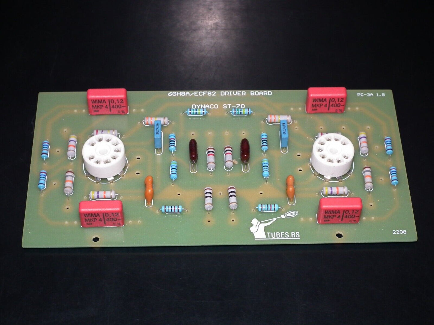 DYNACO ST-70 6GH8A / 6GH8 COMPLETE STUFFED PC-3 DRIVER BOARD (Retro Phenolic Look) WITH TUBES (NOS Platinum matched pair of 6GH8A EI Philips)
