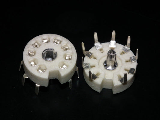 Two (2) VINTAGE NOS Noval Vacuum Tube Ceramic Socket for PCB West Germany 60s
